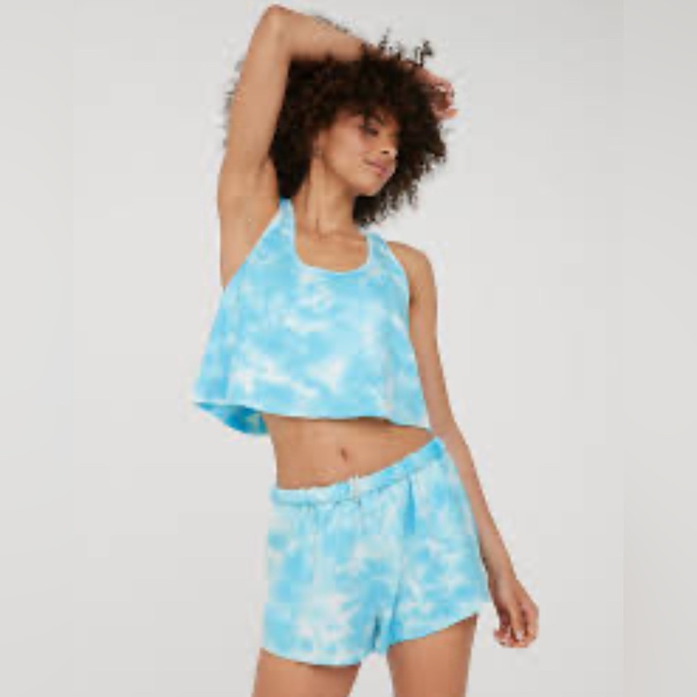 Aerie Offline size Small blue tie dye crop top
